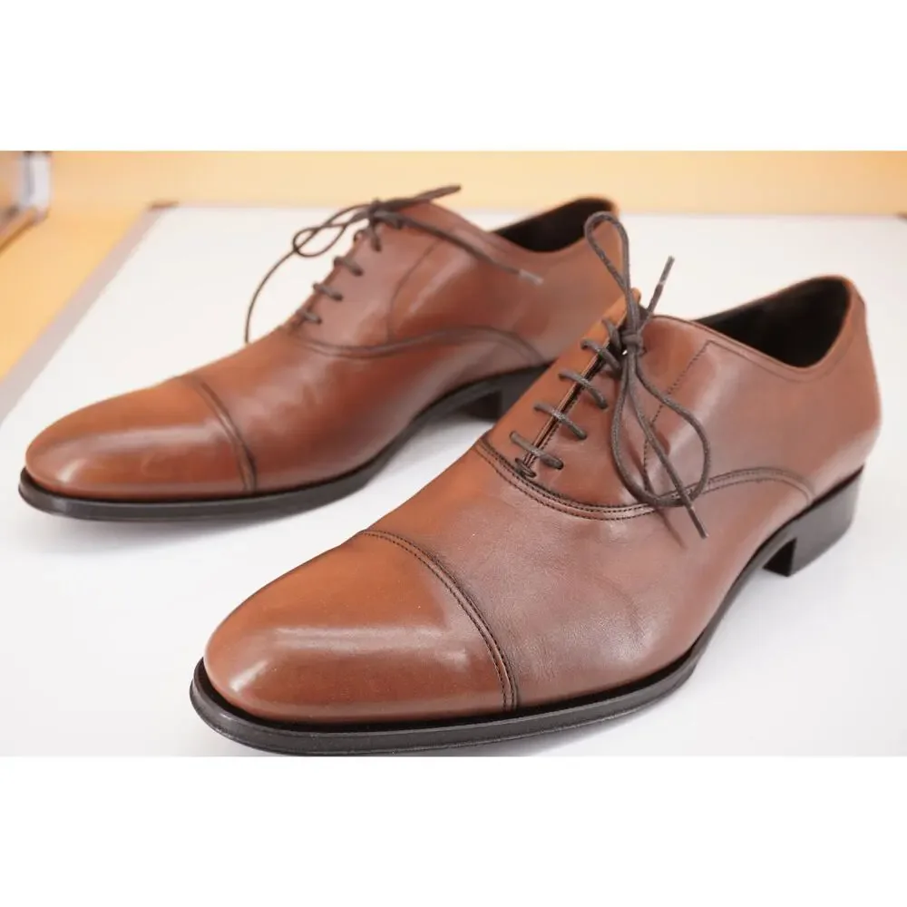 To Boot New York Men's Brown Leather Aidan Cap Toe Oxfords Size 10 D Shoe $395